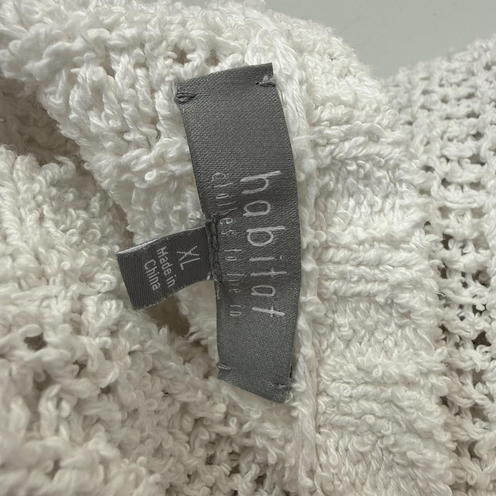 Habitat Sweater Womens XL White Knit Scoop Neck Long Sleeve Tunic Pocket - Picture 11 of 12